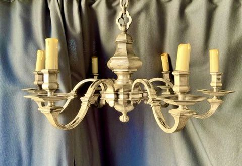 six light heavy silver french antique chandelier