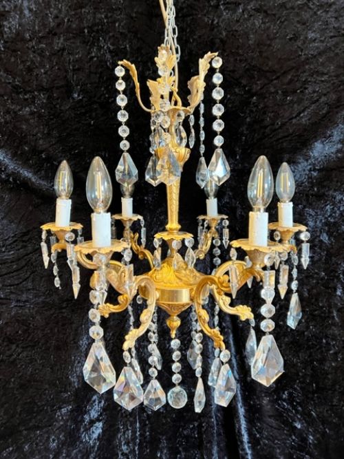 french gilded six light antique chandelier