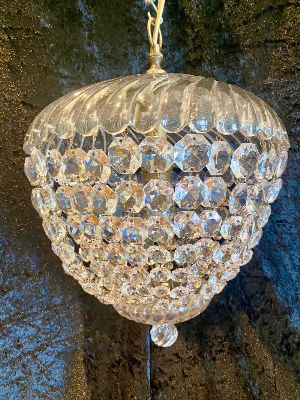 one light english antique basket chandelier