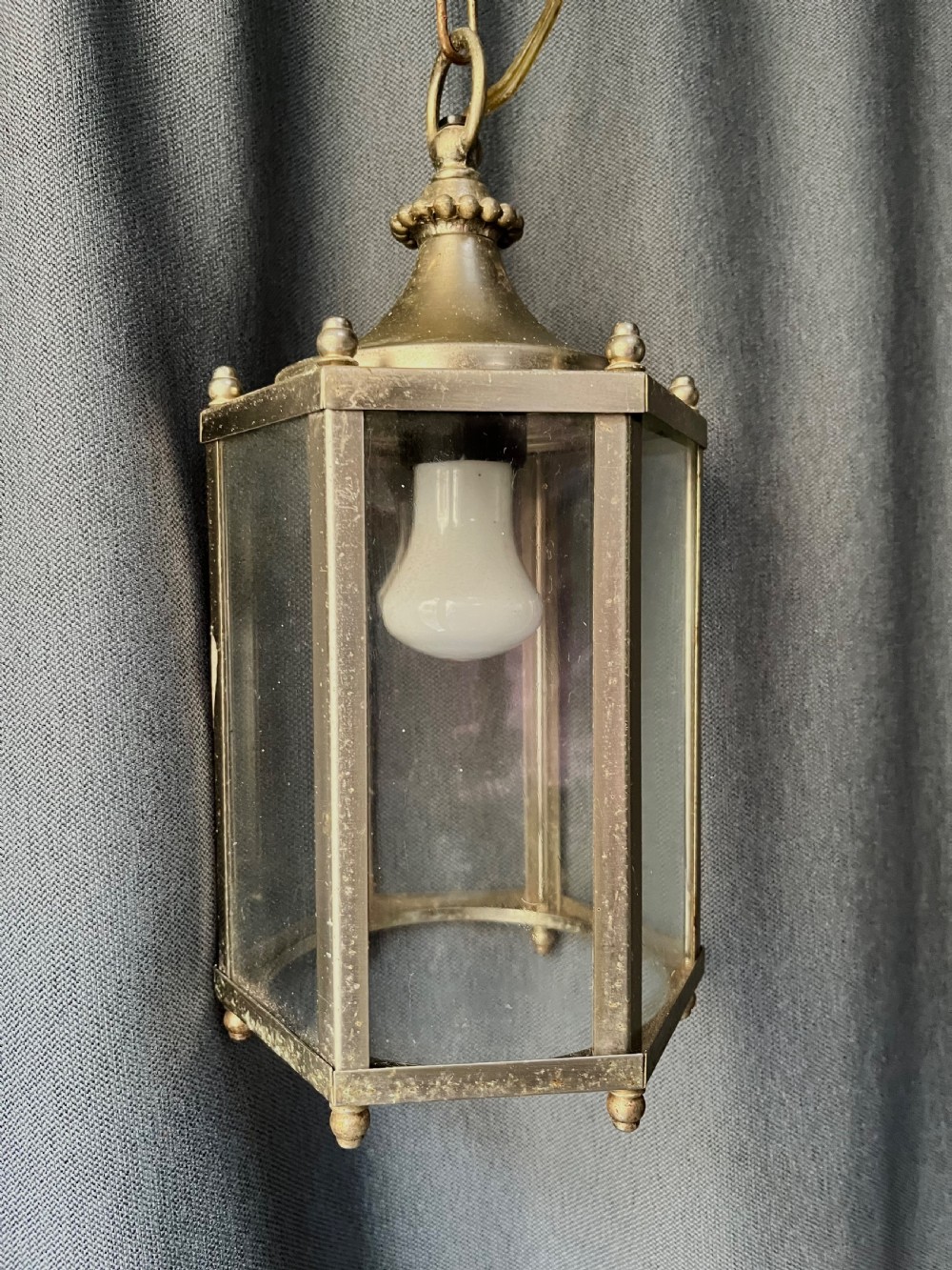french hectagonal silver plated antique lantern c1920
