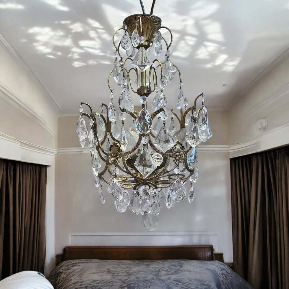 a three light french antique cage chandelier