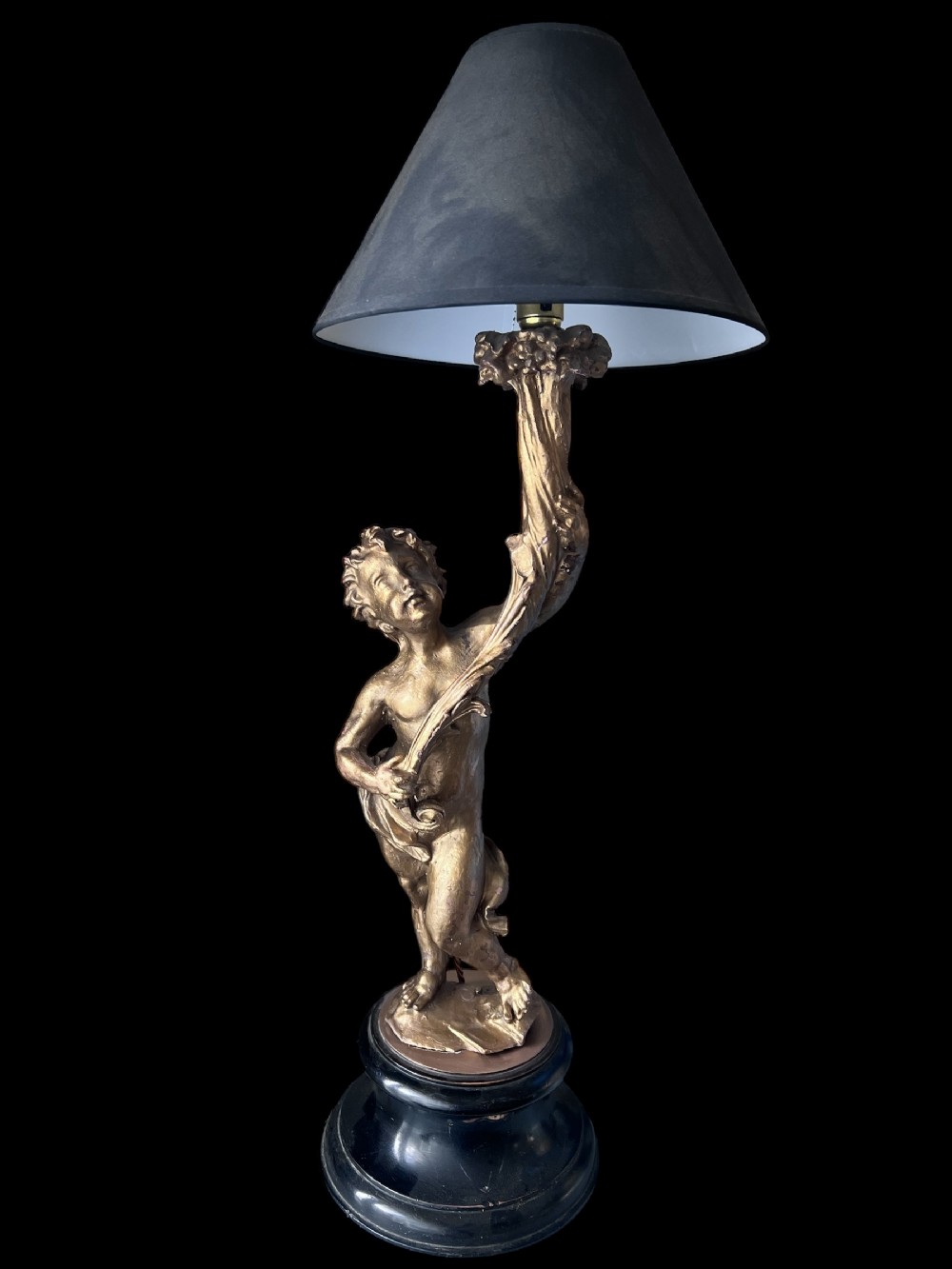 a beautiful italian french gilt cherub lamp