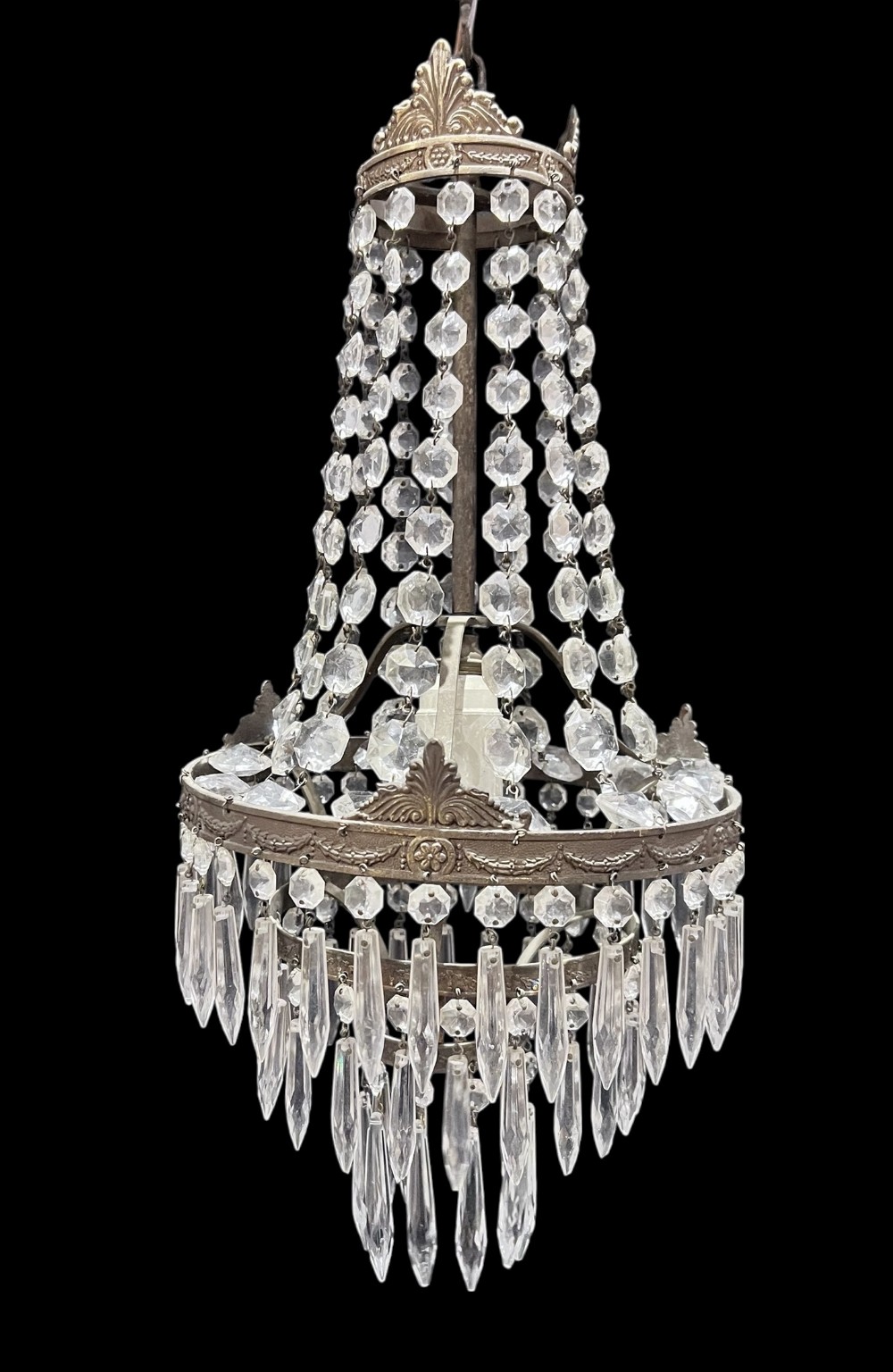 one light french antique waterfall chandelier
